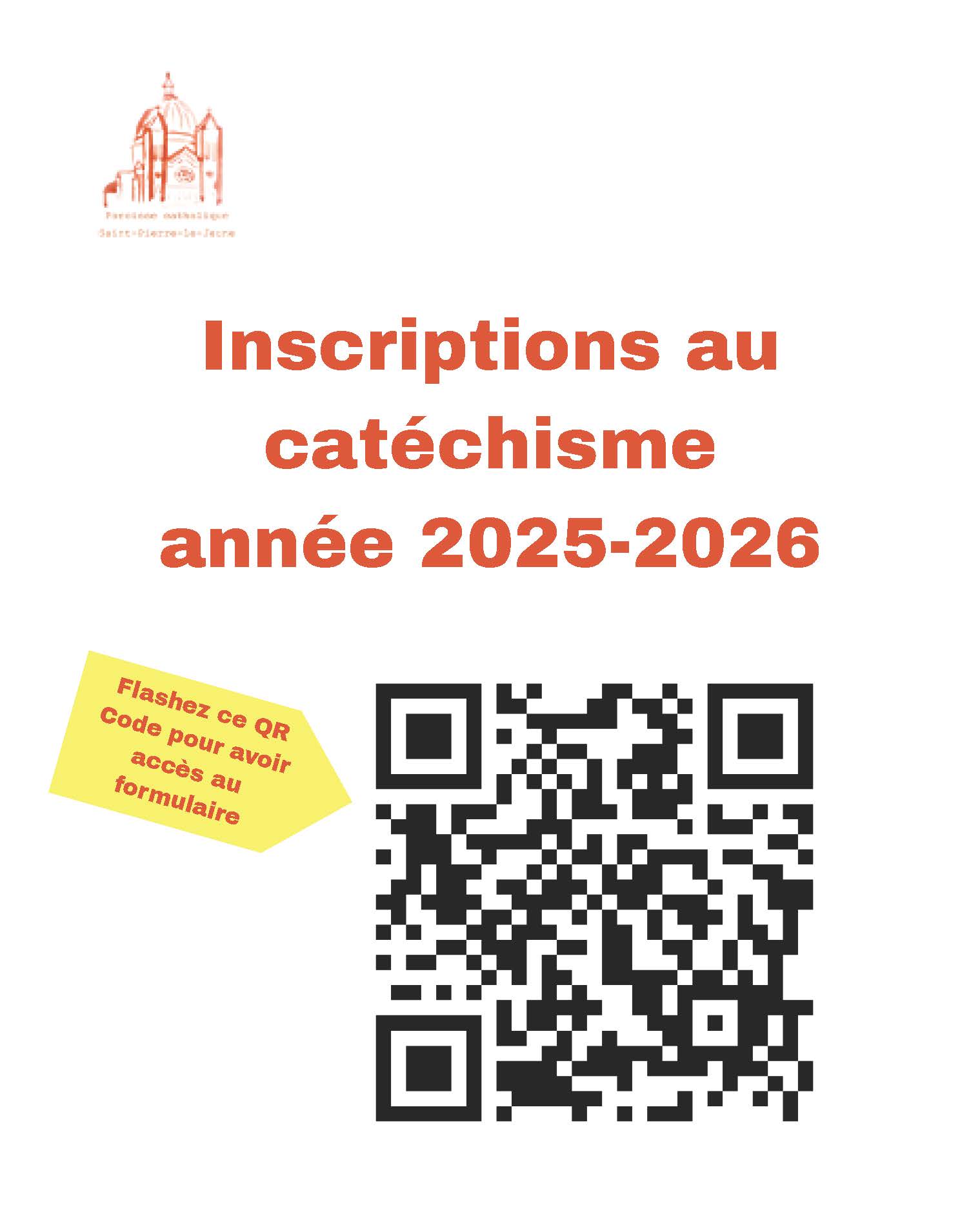 Formulaire d'inscription au catéchisme